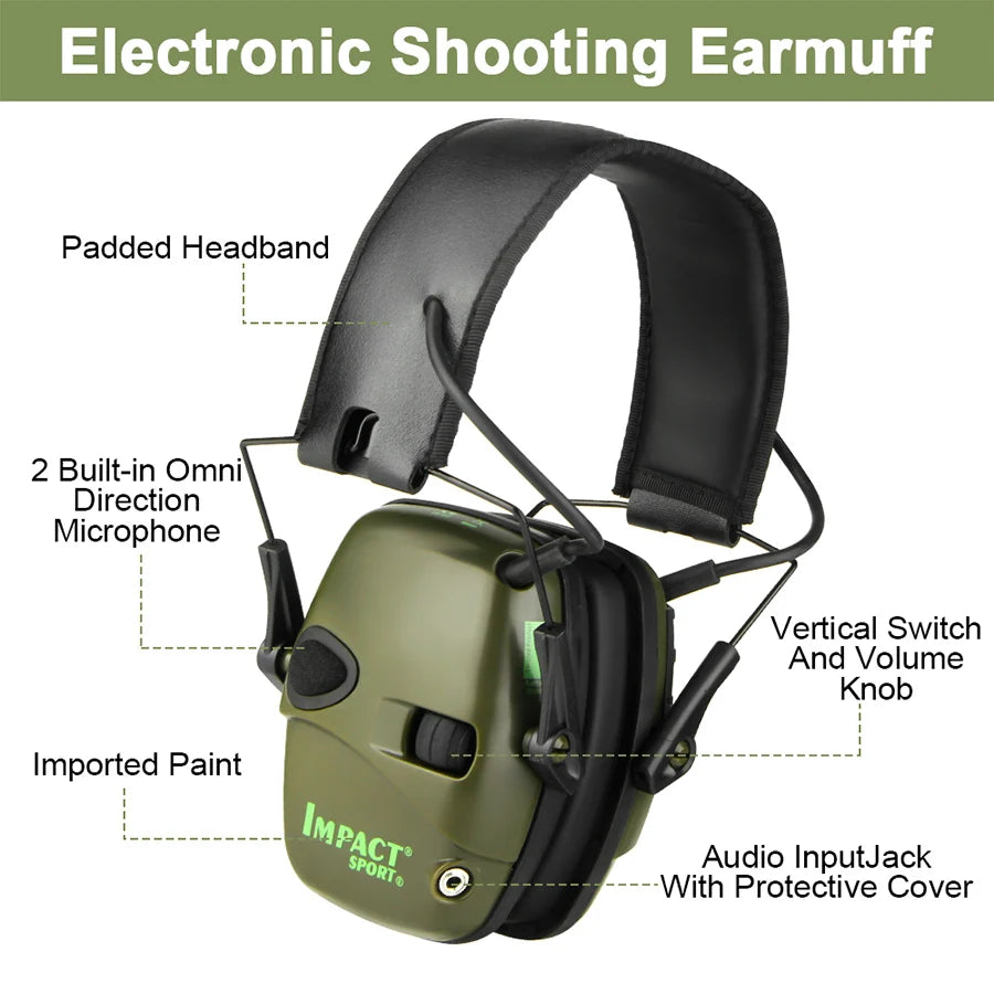 Electronic Shooting Earmuffs Tactical Impact Sound Amplification Headset Ear Protection Anti-noise Ear Muff Outdoor Sports 1pc Peaceful Pleasures Health and Wellness