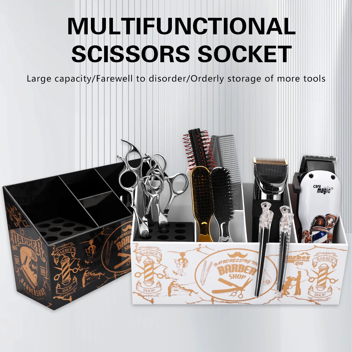 Hair Scissors Combs Clips Holder Large Capacity Rack Organizer Barbershop Hairdressing Tools Storage Box Salon Tools Accessories Peaceful Pleasures Health and Wellness