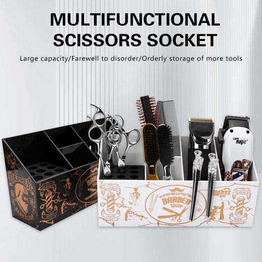 Hair Scissors Combs Clips Holder Large Capacity Rack Organizer Barbershop Hairdressing Tools Storage Box Salon Tools Accessories Peaceful Pleasures Health and Wellness