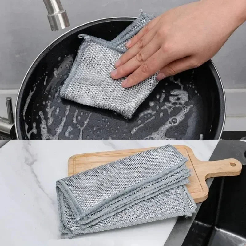 Silver Wire Dish Scrubber Pads – No-Scratch Scouring Cloths