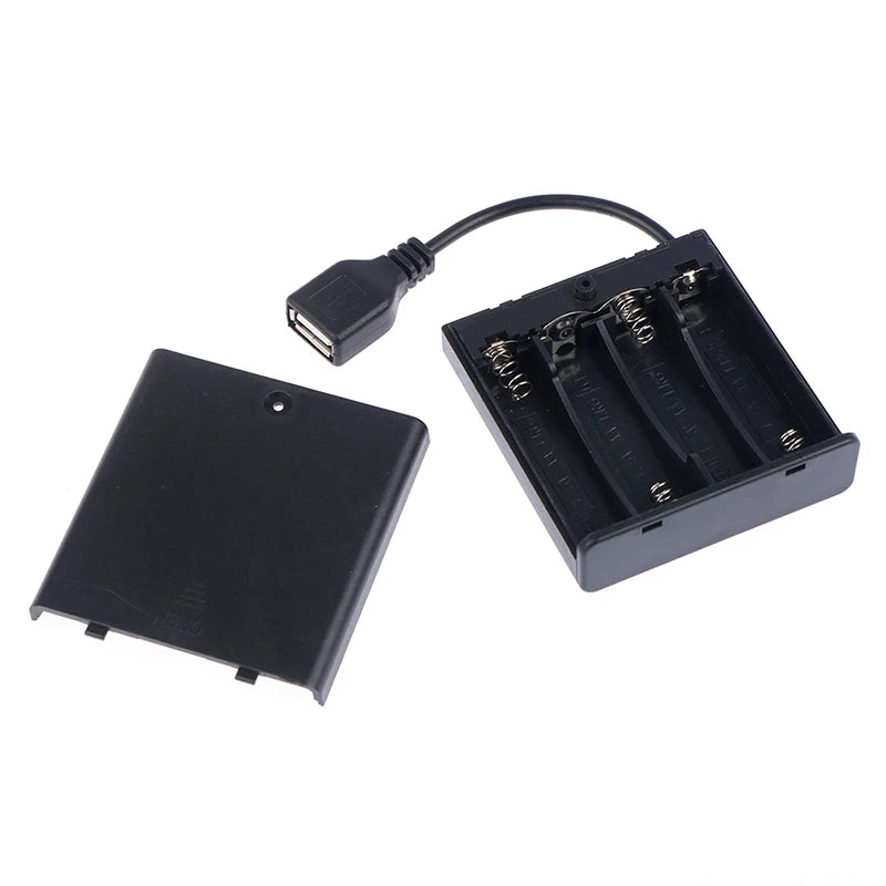 4*AA Battery Case Black 4 X AA USB Battery Box For 5V LED Strip Lights USB Mini Power Supply Suitable For Building Block Use Peaceful Pleasures Health and Wellness