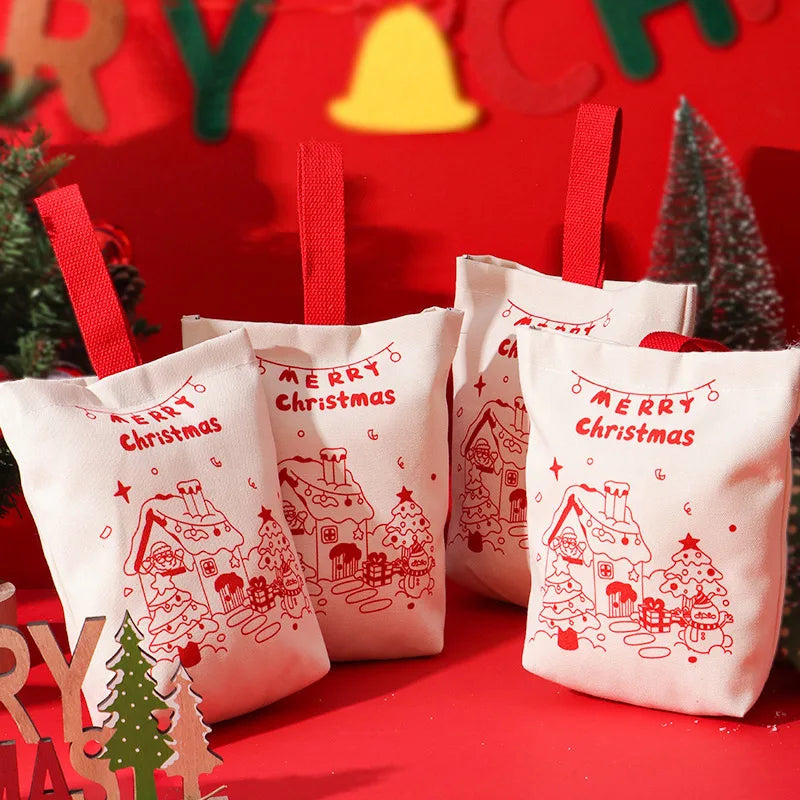 Christmas Canvas Gift Bag – Candy & Snack Tote | Holiday Bag
