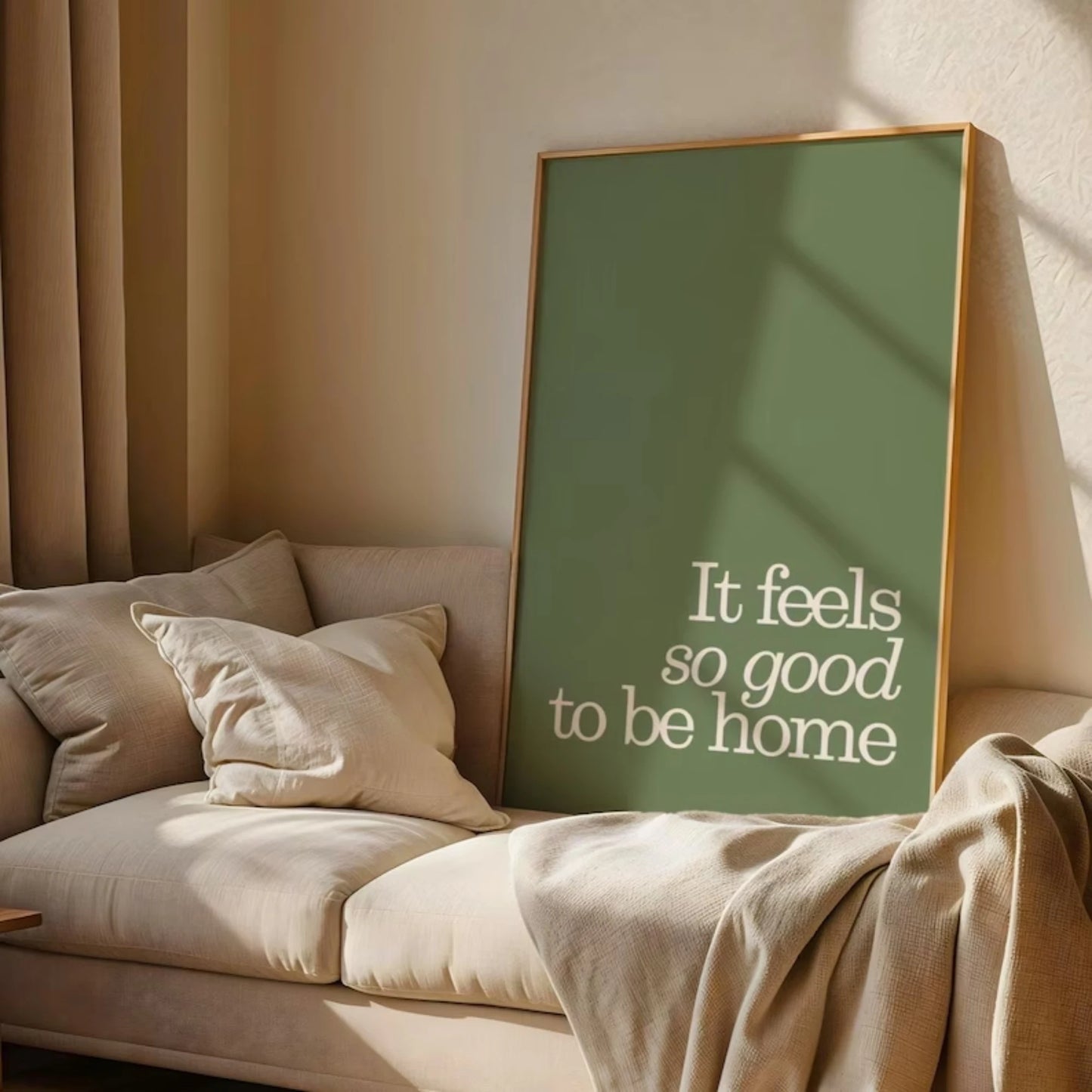 "It Feels So Good To Be Home" Sage Green Canvas Wall Art