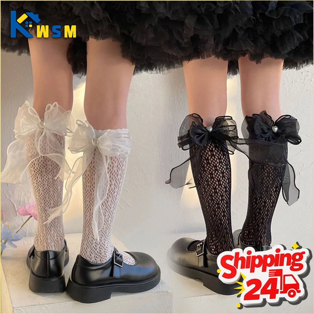 Girls Lace Ruffle Knee High Socks – Breathable Princess Stockings