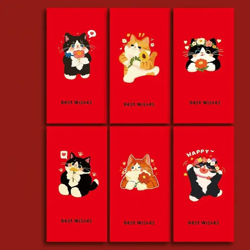 6-Pack Chinese Red Envelopes – Hot Stamping Bronzing Lucky Pockets
