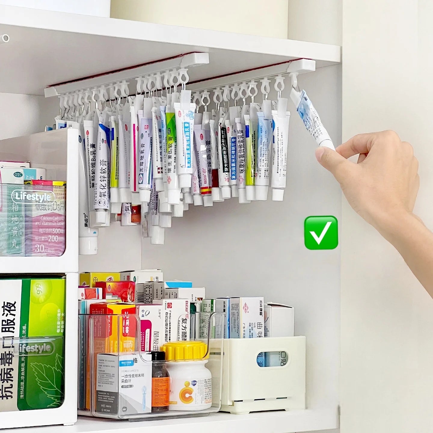 Cabinet Door Hanging Storage Rack | Slide Rail Tube & Clip Organizer