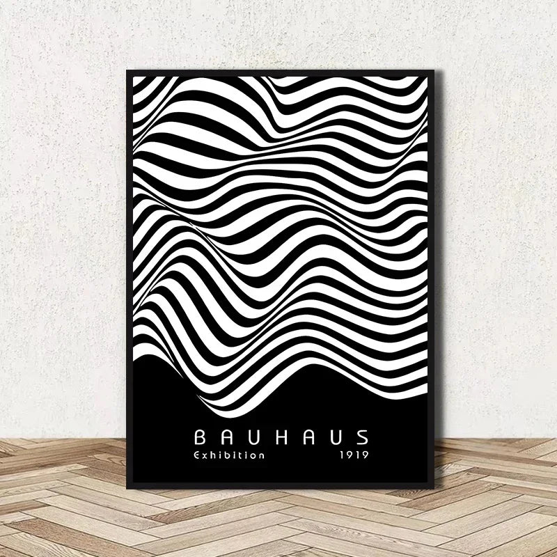 Abstract BAUHAUS art poster, line geometric pattern canvas art painting used for room wall and living room decoration, framel Peaceful Pleasures Health and Wellness
