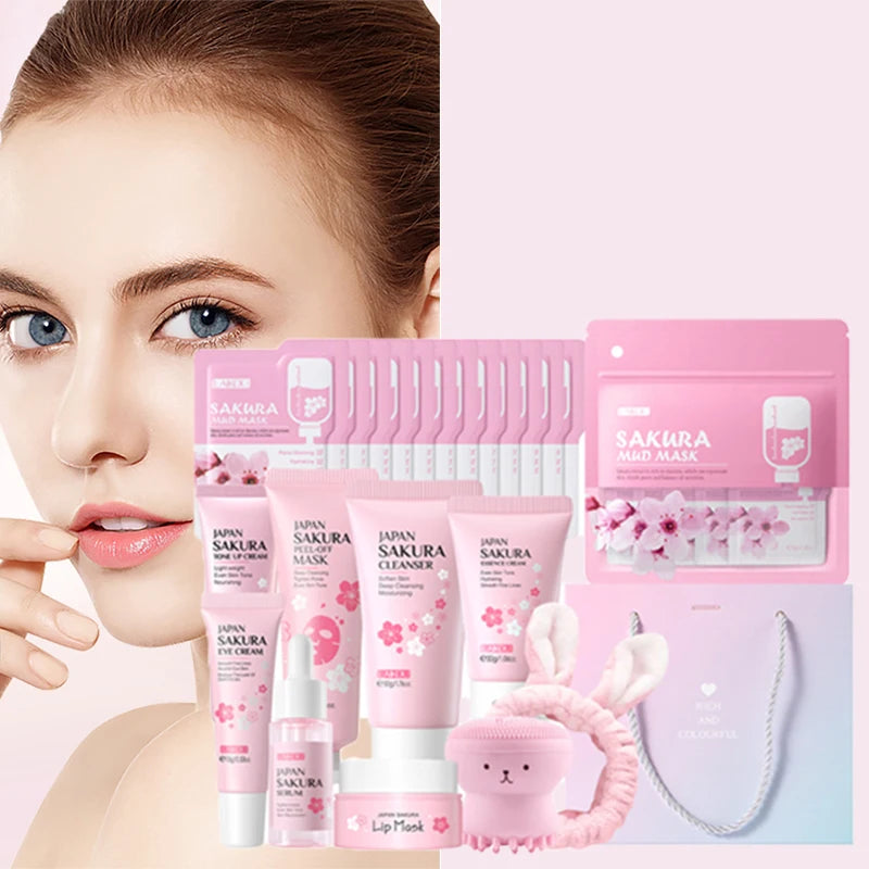 SAKURA 5-Piece Facial Skincare Set – Eye Cream, Mask & More