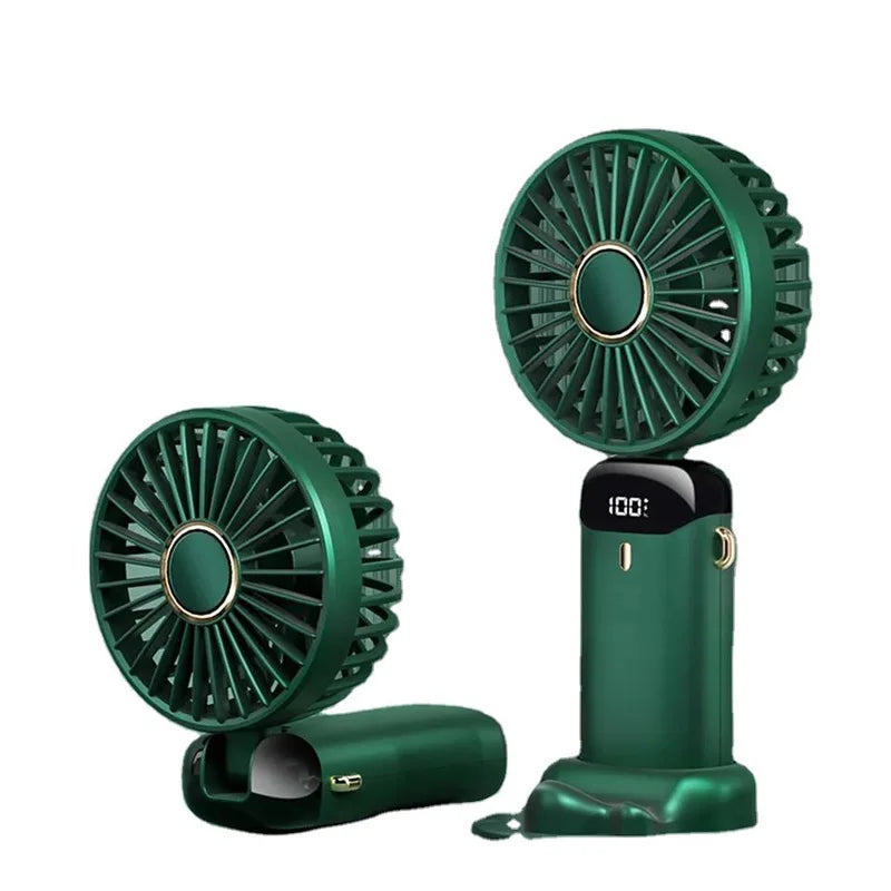 Powerful Fans Portable Electric Handheld Fan USB Rechargeable Hand-Held Hanging Small Fans for Home Travel Office Outdoor Peaceful Pleasures Health and Wellness green