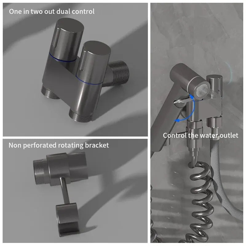 Wall-Mounted Bidet Sprayer | Double Outlet Angle Valve