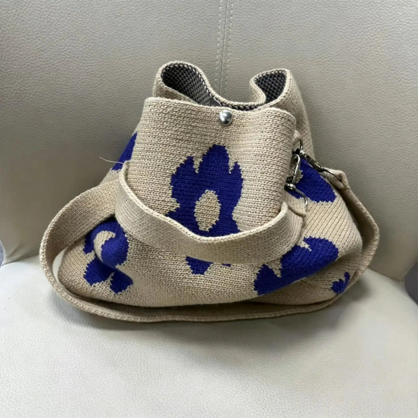 Boho Handmade Crochet Flower Tote Stylish Knit Floral Handbag Summer Beach Bag for Women & Girls, Seaside Shopping Picnics Peaceful Pleasures Health and Wellness