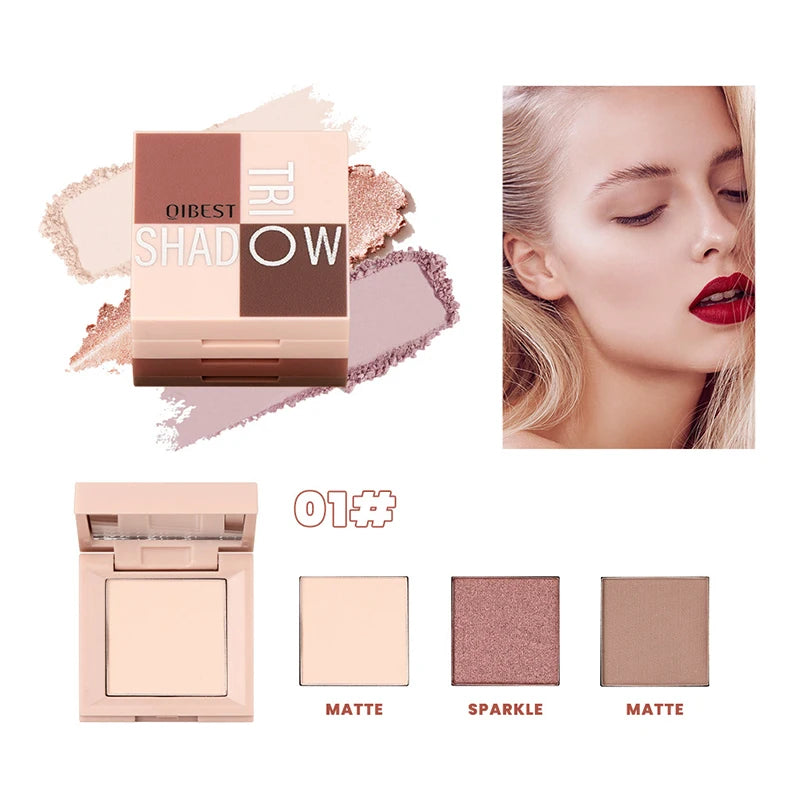 1 piece, three in one eye shadow palette, portable makeup, matte and shiny finish, multi-functional neutral tone, easy to mix Peaceful Pleasures Health and Wellness Q2395-1