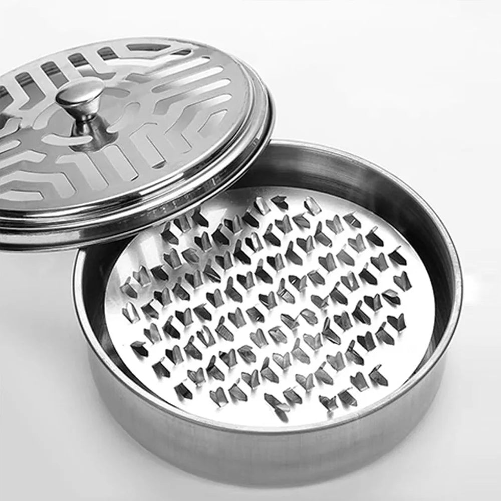 Mosquito Coils Holder Stainless Steel Mosquito Easy To Clean Anti-Mosquito Supplies Coil Box with Cover Round Mosquito Coil Tray Peaceful Pleasures Health and Wellness