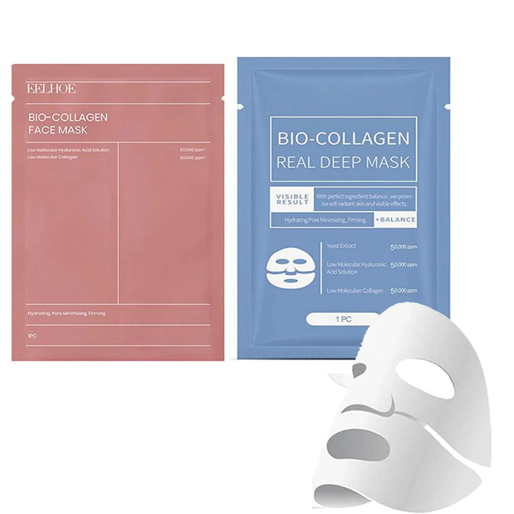Bio Collagen Deep Hydrating Overnight Face Mask – Pore Minimizing & Brightening Peaceful Pleasures Health and Wellness pink blue kit