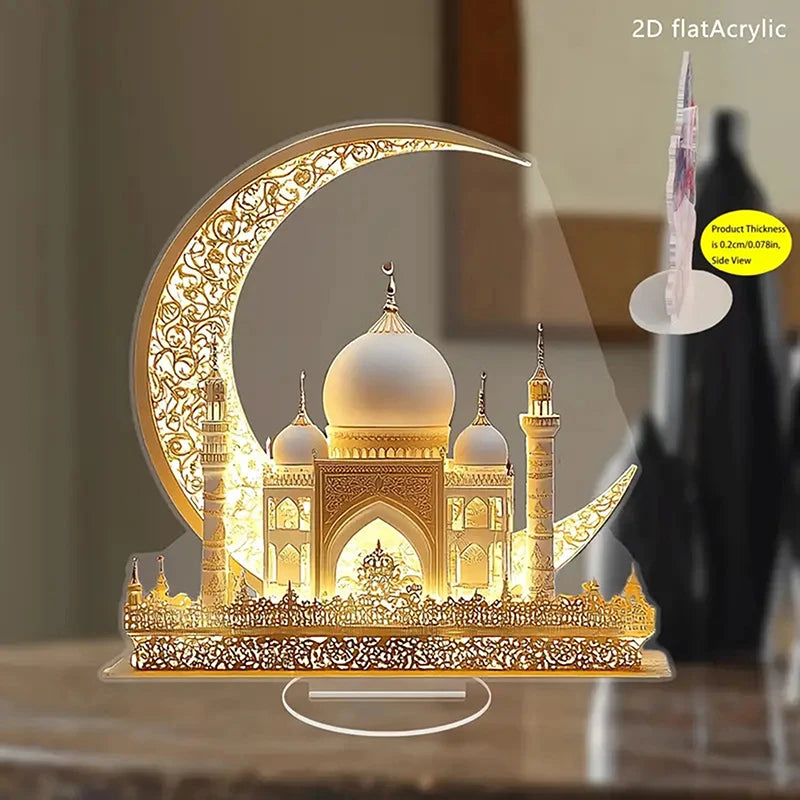 Acrylic Crescent Castle Decor | Ramadan & Eid Ornament Festive Tabletop Decor Peaceful Pleasures Health and Wellness