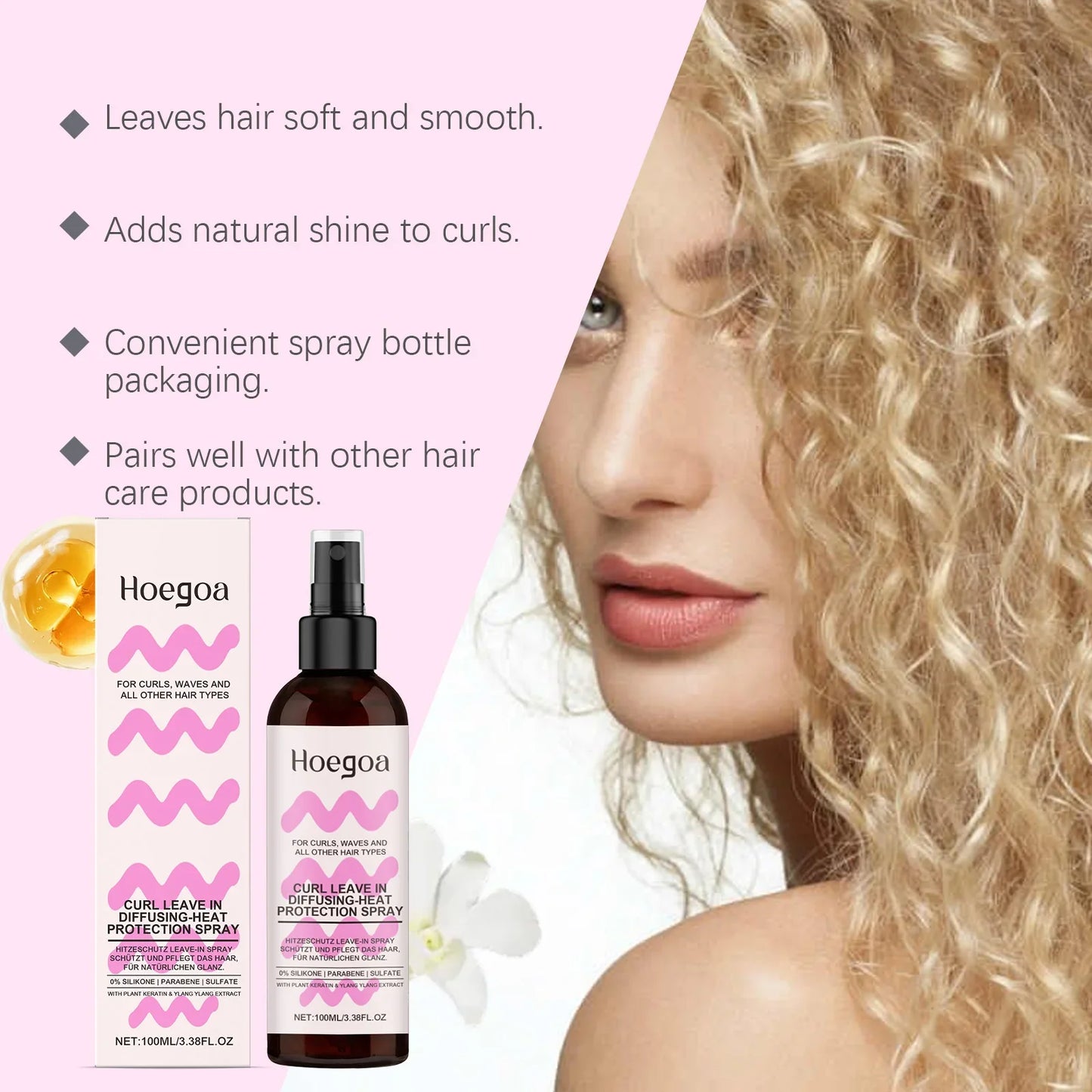 HOEGOA Anti-Frizz Curl Setting Spray – Volume & Shine 100ml