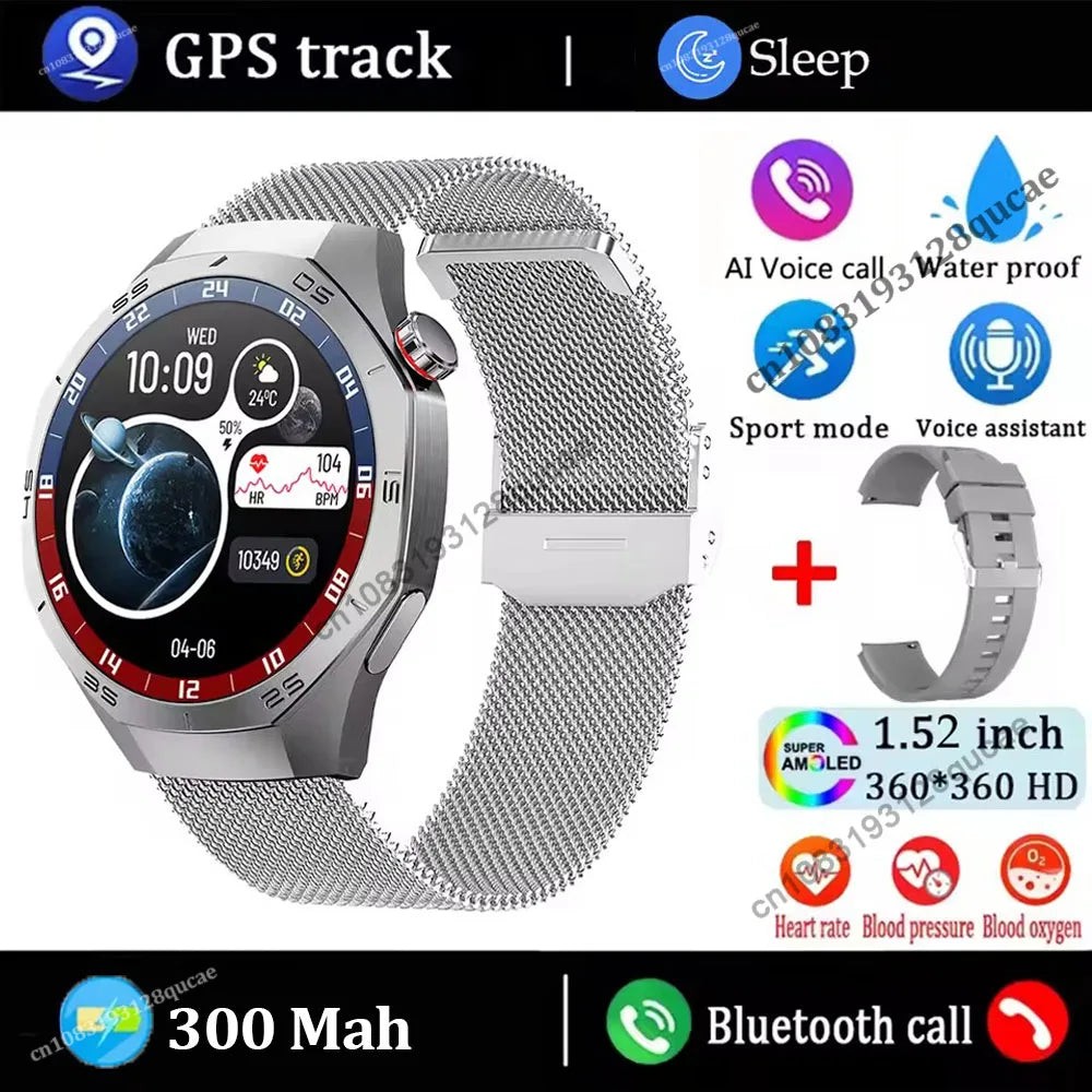 2026 New Smart Watch Men's 1.52 HD Screen Bluetooth Talk Heart Rate Monitor Men Women NFC Outdoor Sport Tracker Smart Watch MA27 Peaceful Pleasures Health and Wellness Silver Milan