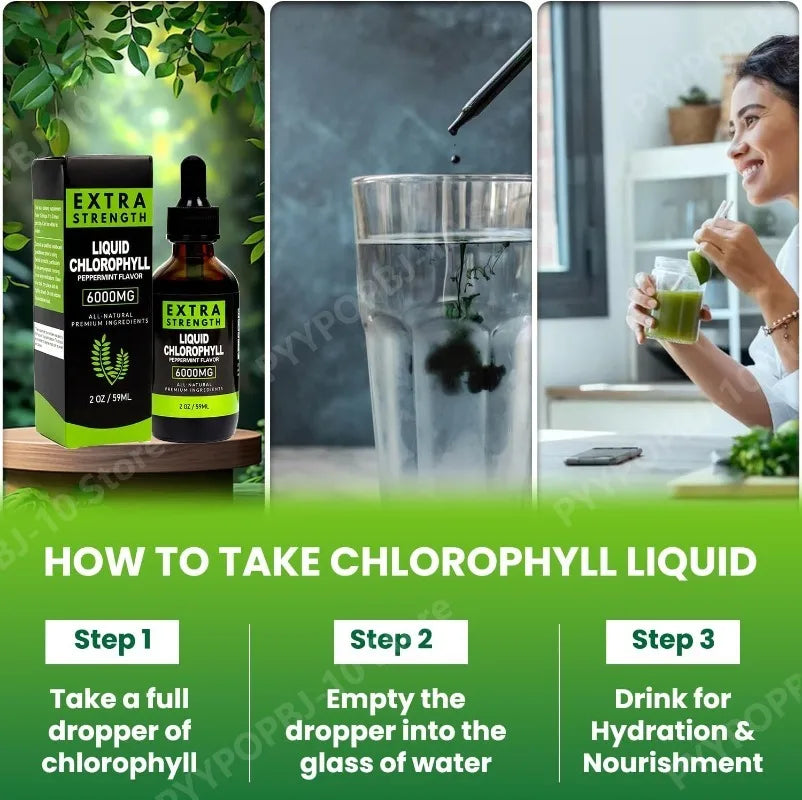 Liquid Chlorophyll Drops 59ml | Peppermint & Mulberry Vegan