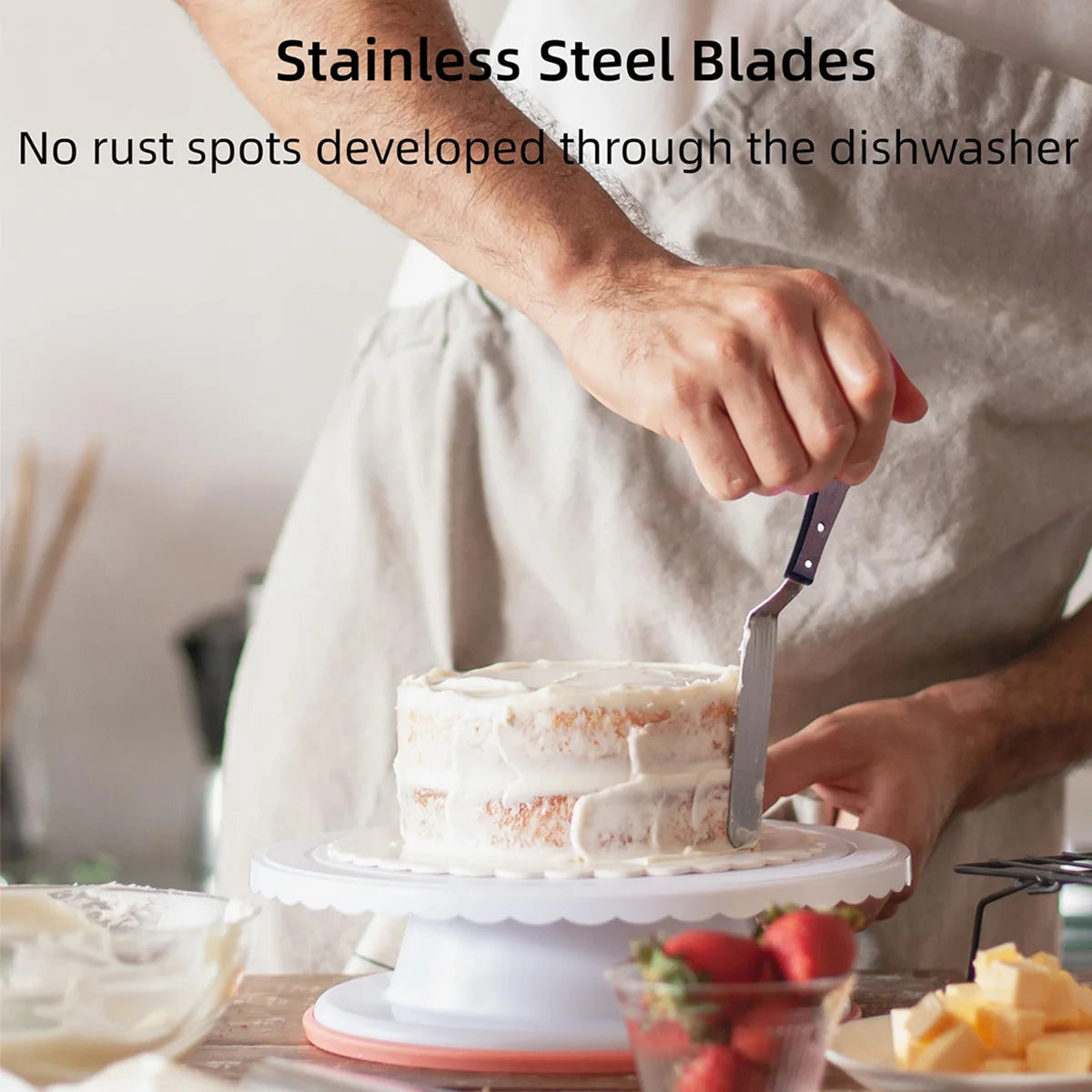 Icing Spatula, Stainless Steel Offset Cake Spatula with Wood Handle, Cake Decorating Spatula for Pizzas, Icing Cakes, Cheese Peaceful Pleasures Health and Wellness