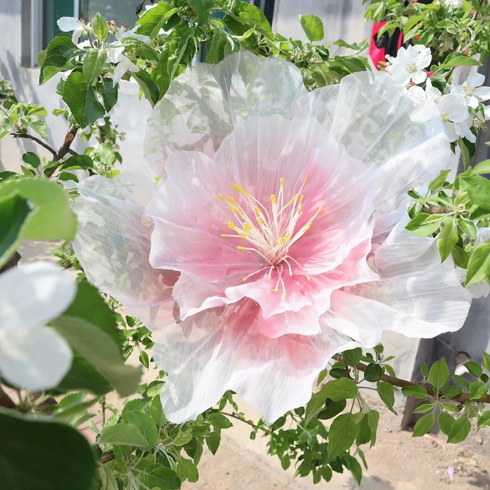 Large Artificial Peach Blossom Flower Head 30/40/50cm Gauze