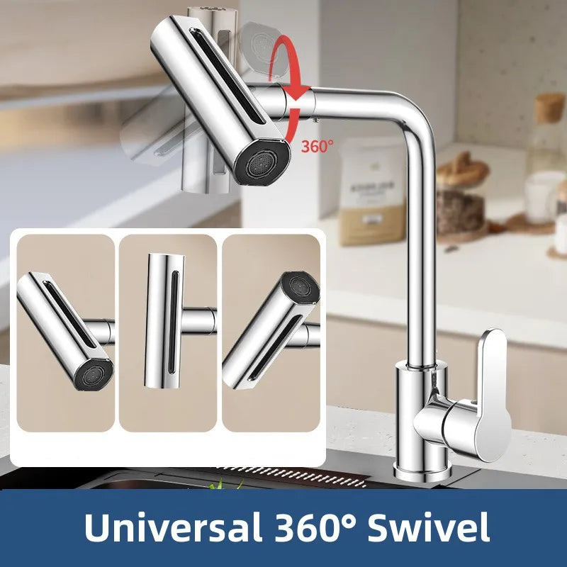 720° Waterfall Faucet Adapter – 4 Modes, Splash-Proof & Water-Saving