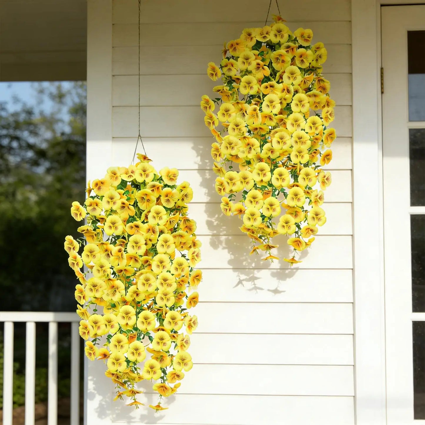2Pcs Artificial Hanging Flower Vines | Faux Morning Glory Decor