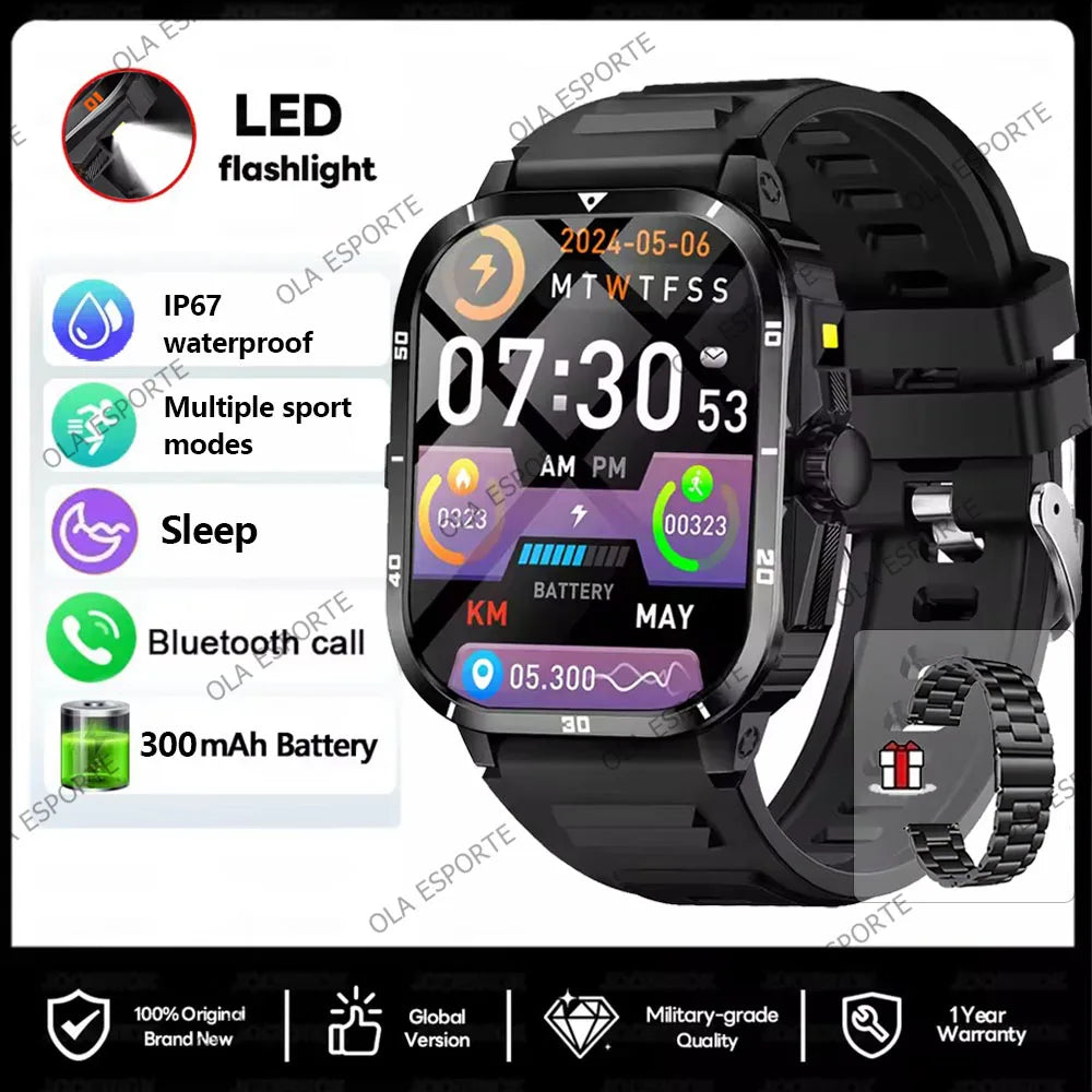 Military Smartwatch 2.01" HD Bluetooth Call Waterproof | Men