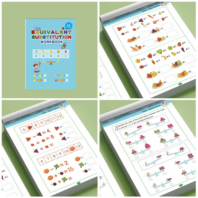 Equivalent Substitution Workbook 32 Pages Kids Math Logic Practice