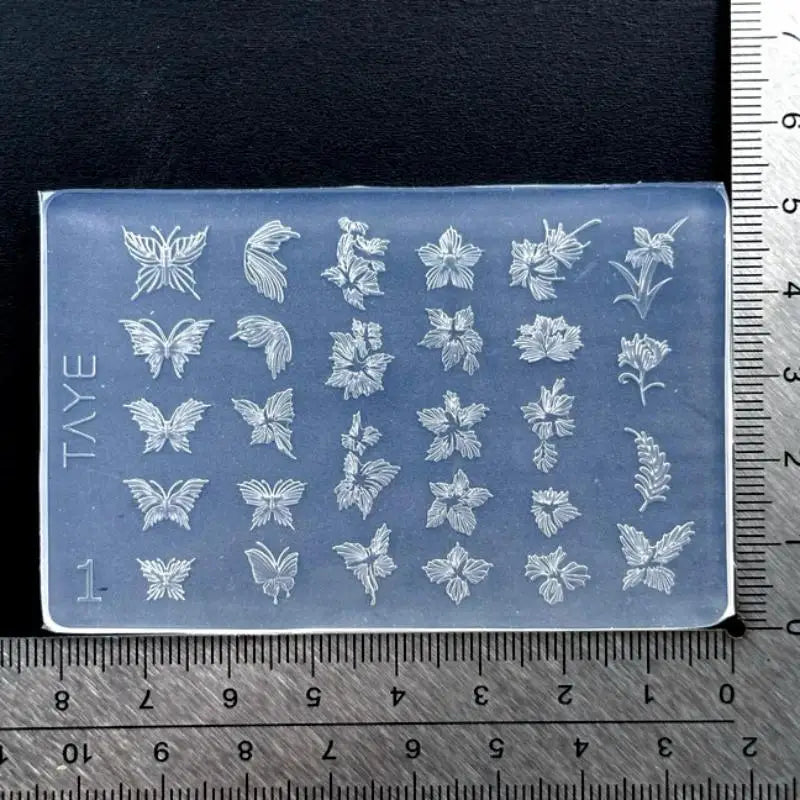 Vintage Flower Design 3D Nail Art Butterfly Mold, DIY Clear Silicone, Floral Frame Relief Manicure Tool Peaceful Pleasures Health and Wellness A1