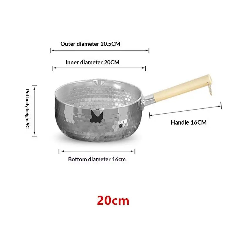 Stainless Steel Yukihira Saucepan | Wood Handle Non-Stick Pot Stainless Steel Saucepan Peaceful Pleasures Health and Wellness 20cm
