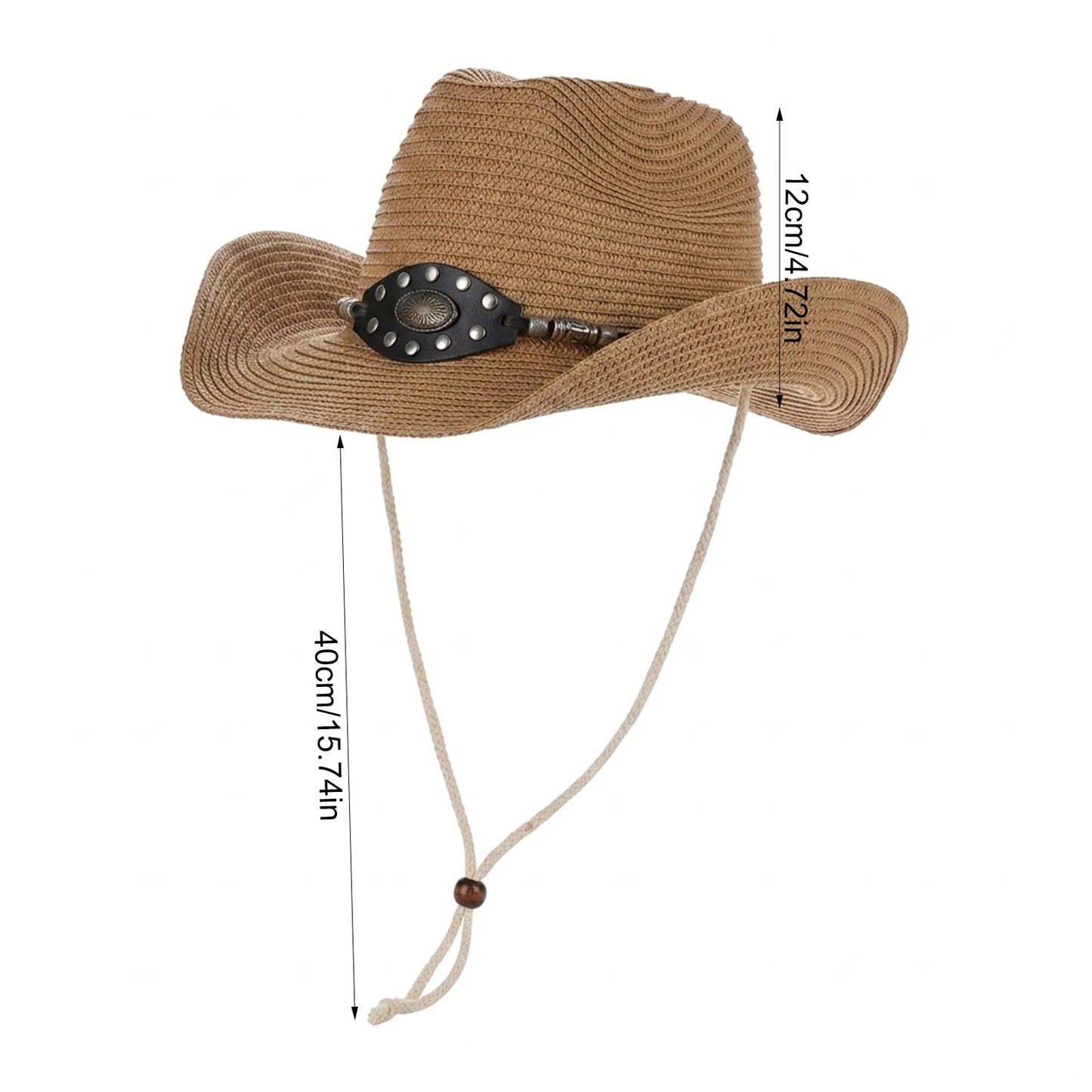 Western Cowboy Straw Hat Wide Brim Sun Protect Retro Outdoor Camping Beach Hat Adjustable Headband Peaceful Pleasures Health and Wellness