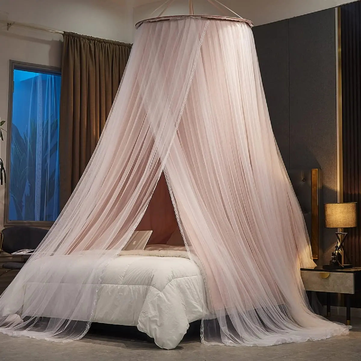 Battilo Bed Canopy for Kids Double Layer Mosquito Net Round Dome Hanging Castle Play Tent Canopy Bed Curtain Children Room Decor Peaceful Pleasures Health and Wellness