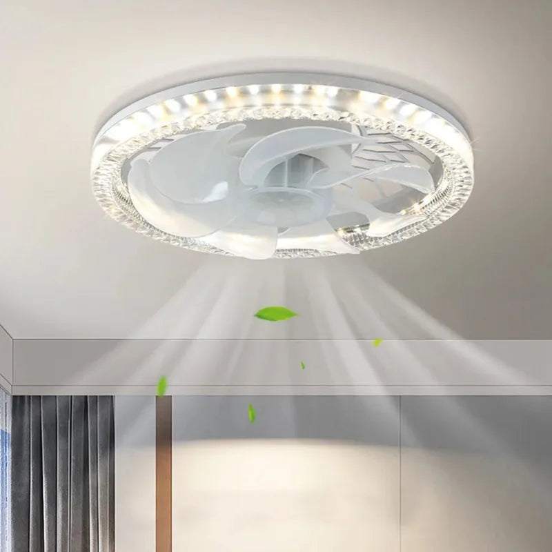 Crystal LED Ceiling Fan Light | Remote Control, 4 Speeds, Dimmable