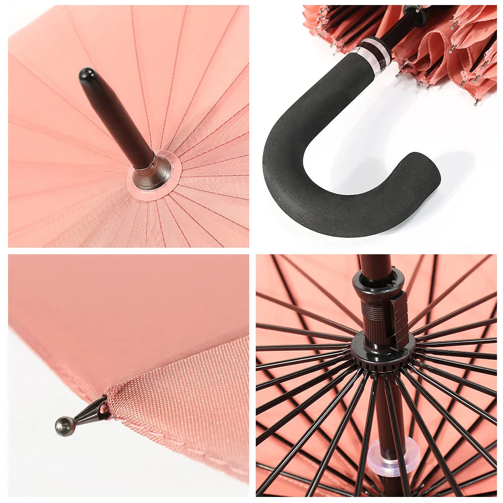 Long Handle Umbrellas Ultra Large Retro Style Umbrella J Stick 24 Ribs Dual-Use Umbrellas Strong Windproof Umbrellas Peaceful Pleasures Health and Wellness