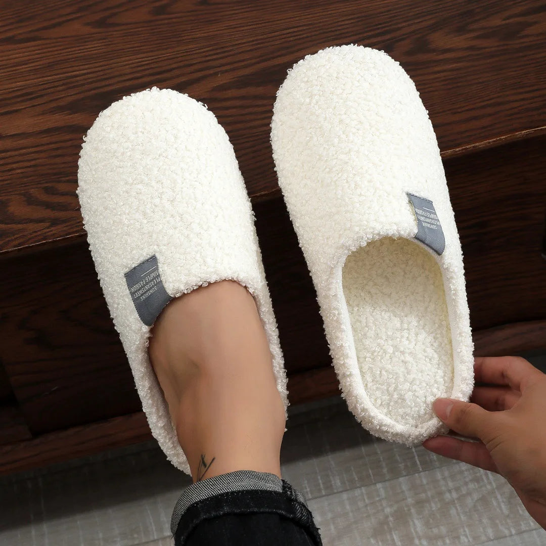 Women's Soft Fur Non-Slip Indoor Slippers – Flat House Shoes