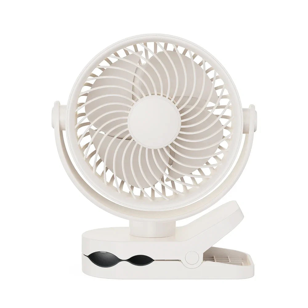 URGGU Rechargeable Clip-On Fan – 360° Rotation, 3 Speeds, USB