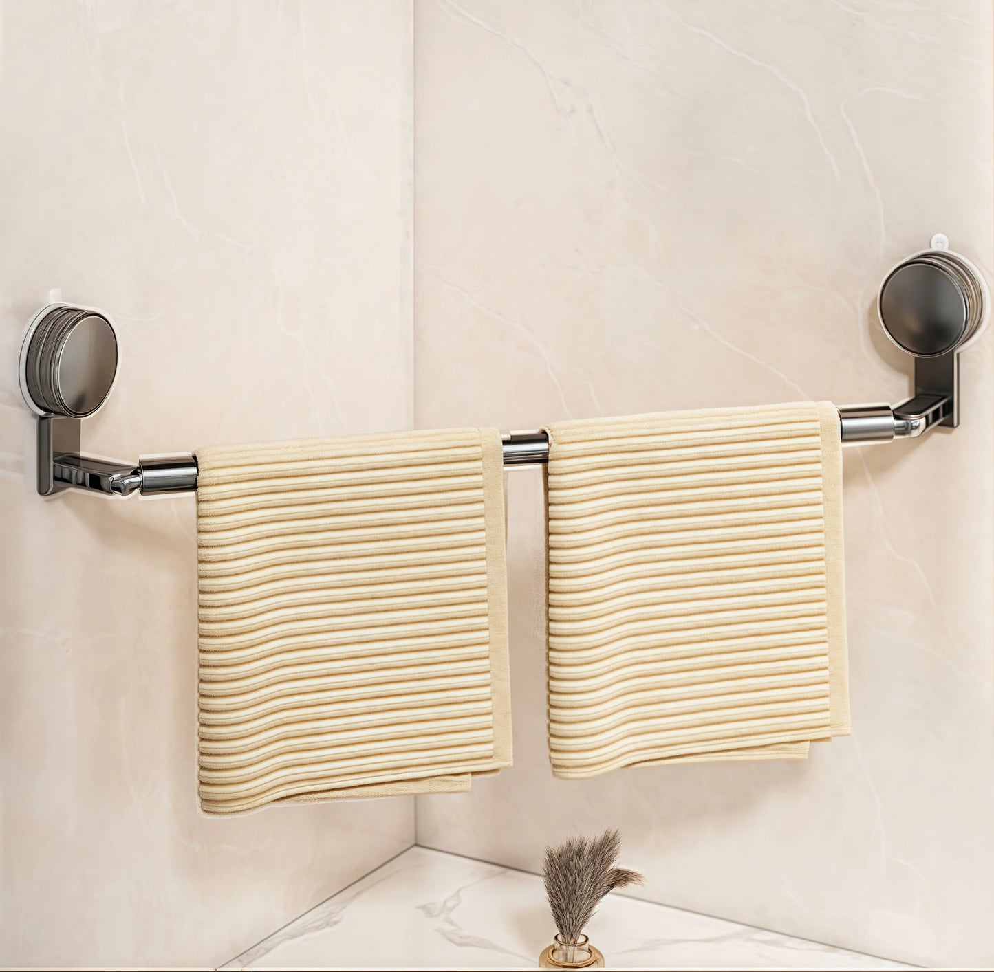 No-Drill Telescopic Clothes Drying Rack | Suction Cup Hooks