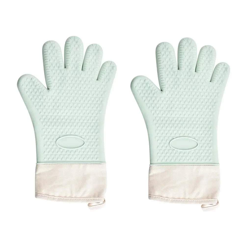 BBQ Oven Gloves | Anti-Slip Heat-Resistant Silicone 300°C BBQ Oven Gloves Peaceful Pleasures Health and Wellness 1pair white gloves