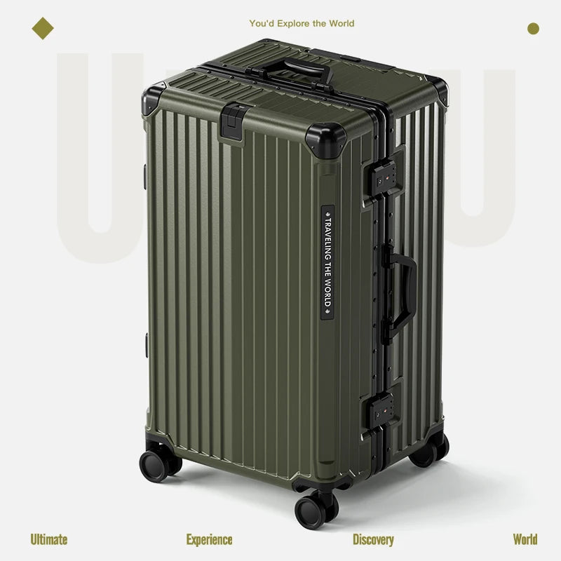 Hard Shell Carry-On Suitcase Rolling Travel Luggage with Spinner Wheels 20 24 26 28 30 Inch Large Capacity Durable Luggage Peaceful Pleasures Health and Wellness Green Aluminum Frame 24 inch