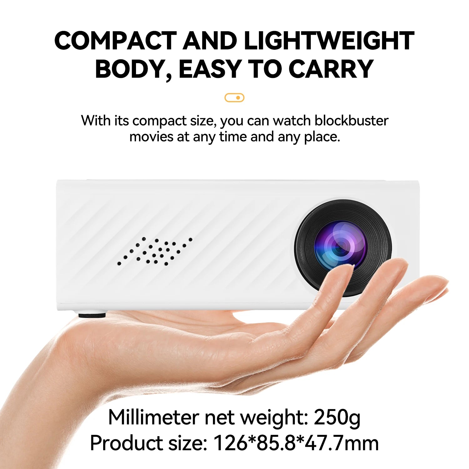 Mini portable projector, home LED portable projector, HD resolution projector, can connect to a mobile phone Peaceful Pleasures Health and Wellness