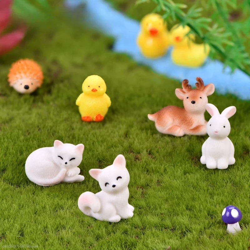 Mini Resin Bunnies Miniature Figures Little Rabbit Ornament Micro Landscape Dollhouse Decoration Crafts Living Room Decoration Peaceful Pleasures Health and Wellness