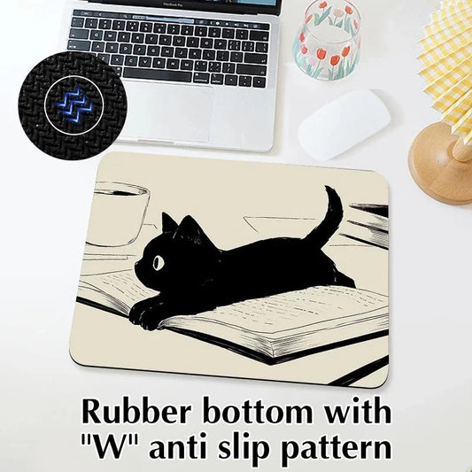 Black Cat Mousepad – Non-Slip Natural Rubber Desk Mat Desk Mouse Pad Oasis Select