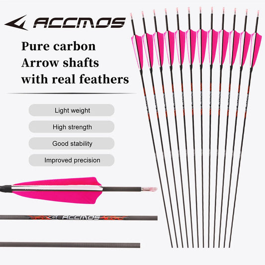 12 18ps ID4 Pure Carbon Arrow Spine 300-1500 Archery Bow Hunting Peaceful Pleasures Health and Wellness sp700-12pcs