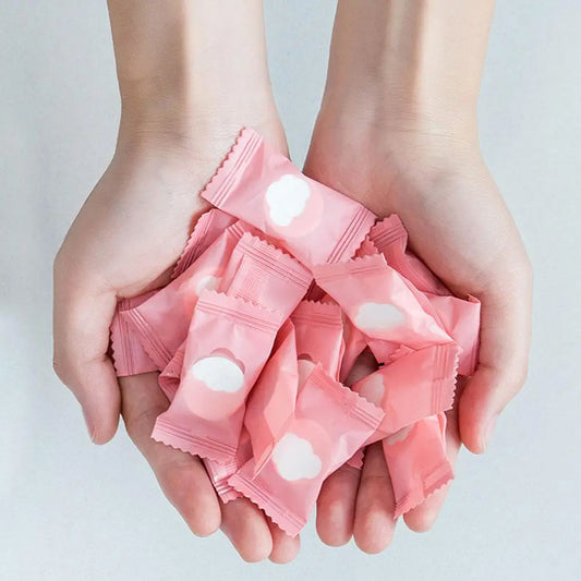 50Pcs Compressed Towel Tablets,Individually Wrapped Mini Portable Towels ,Disposable Face Washcloths for Travel,Gym,Home,Outdoor Peaceful Pleasures Health and Wellness