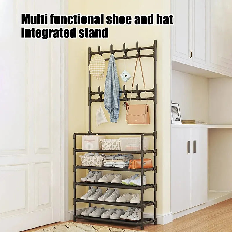 Five Layer Shoe Rack Simple Shoe Rack Integrated Storage Rack Household Shoe Rack Multifunctional Clothes Rack Coat Rack 2-piece Peaceful Pleasures Health and Wellness
