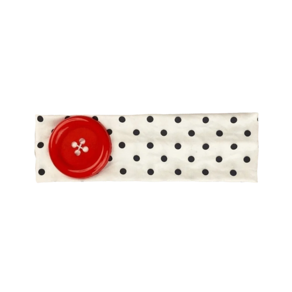 Wide Polka Dot Headband | Vintage Elastic Wrap for Yoga & Gym Hair Headband Peaceful Pleasures Health and Wellness White-Red