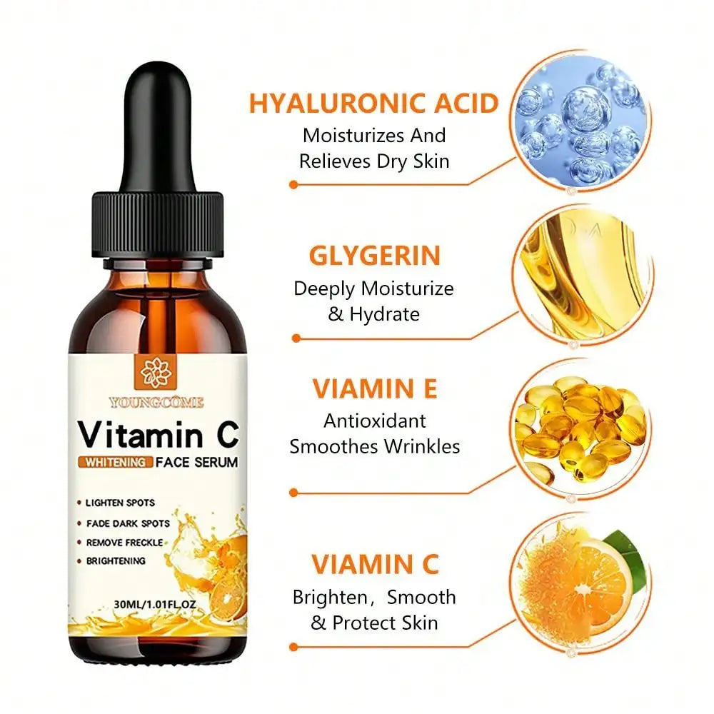 Vitamin C Facial Essence Contains Hyaluronic Acid Dark Spot Remover Moisturizing Repair Younger Essence Facial Skin Care 30ml Peaceful Pleasures Health and Wellness