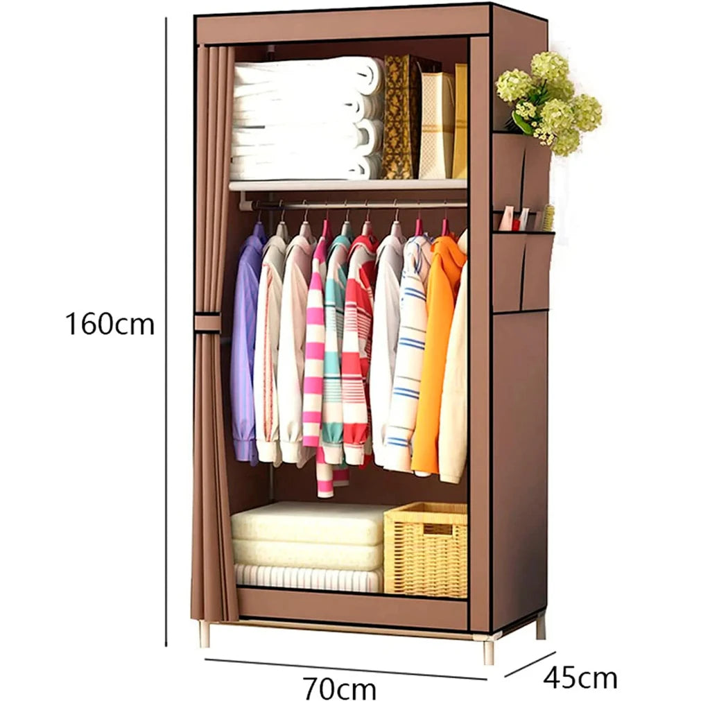 Fabric Wardrobe Organizer with Side Pockets 160x70x45cm