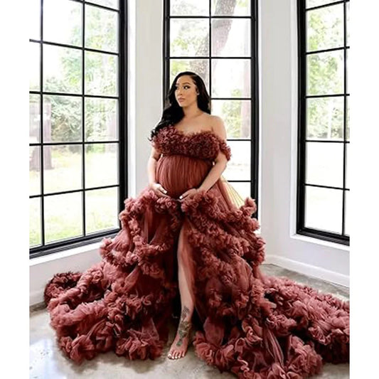 Split Flowy Maternity Photography Dress Photoshoot Baby Shower платье для беременных فساتين حوامل vestidos para embarazadas Peaceful Pleasures Health and Wellness