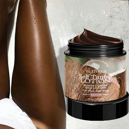 YUITIKUE Coconut Self Tanner Lotion 80g Medium Bronze Sunless Tanning Lotion for Natural Face & Body Glow Peaceful Pleasures Health and Wellness